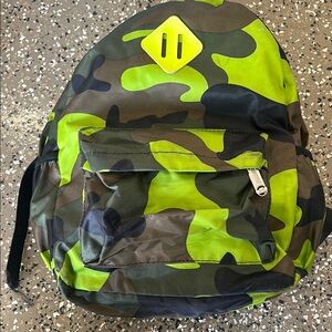 Camouflage Backpack with Neon Accents
